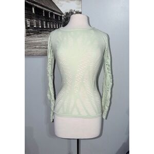 ALO Yoga Wanderer Long Sleeve mint green top mesh cutouts women's Small